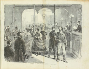 &ldquo;Scene in the Tombs Police Court,&rdquo; from James McCabe, Secrets of the Great City. Philadelphia: National Publishing Company, 1868.